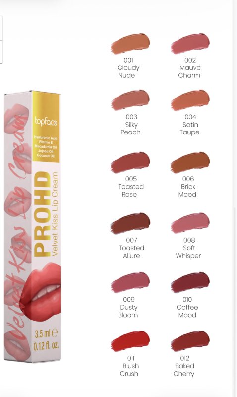 Topface PROHD Velvet Kiss Lip Cream – Aksamitna pomadka w płynie 